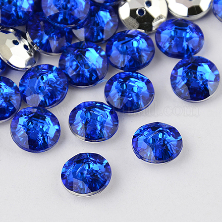 Botones redondos planos del diamante artificial de acrílico de Taiwán de 2-agujero BUTT-F015-24mm-04-1