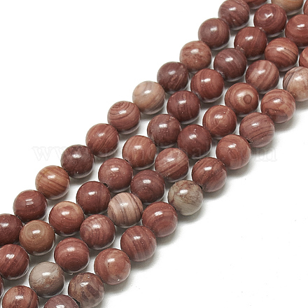 Chapelets de perles en pierre en bois naturel G-S300-108-8mm-1