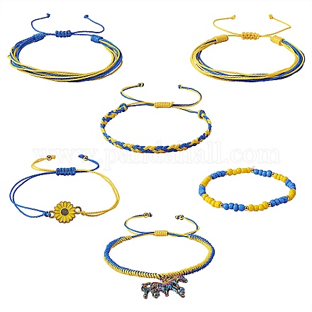 Набор браслетов из вощеного полиэфирного плетеного шнура BJEW-SW00024-1