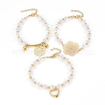 Bracelets de breloques stretch avec perle d'imitation acrylique BJEW-O168-13G-1