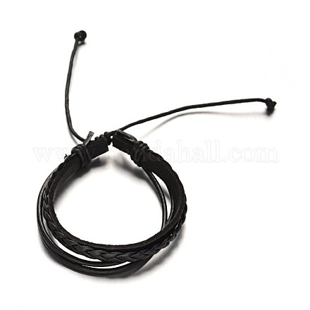 Adjustable Leather Cord Multi-Strand Bracelets BJEW-M169-08C-1