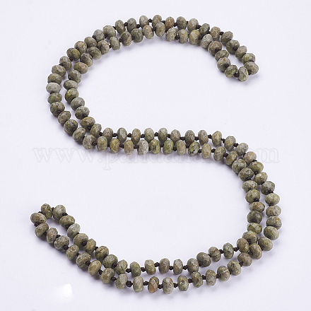 Natural Unakite Beaded Multi-use Necklaces/Wrap Bracelets NJEW-K095-A07-1