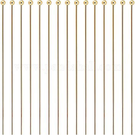 BENECREAT 100Pcs 18K Gold Plated Brass Ball Head Pins KK-BC0001-96-1
