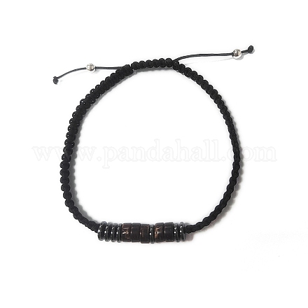 Bracelet de perles tressées en noix de coco et hématite synthétique non magnétique BJEW-PH01415-09-1