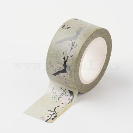 梅の花模様DIYのスクラップブック  装飾紙テープ  マスキングテープ  ダークカーキ  20mm  約10m /ロール DIY-F004-04A-1