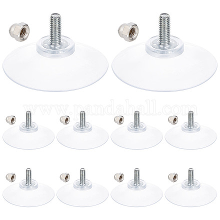 GORGECRAFT 12PCS License Plate Suction Cups Hooks Clear 52Mm Diameter Strong Suctions Cup Holders Bathroom Kitchen Shelf Accessories with Iron M6 Cap Nut for Shade Cloth Acrylic Plate FIND-GF0003-39A-1
