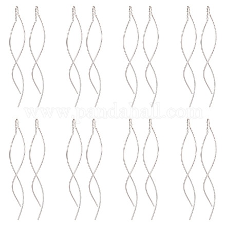 UNICRAFTALE 10 Pairs Curved Long Earrings 58mm Stainless Steel Curve Style Ear Thread Long String Dangle Ear Wire Hypoallergenic Earrings Chain Stainless Steel Color Pin: 0.8mm EJEW-UN0001-99-1