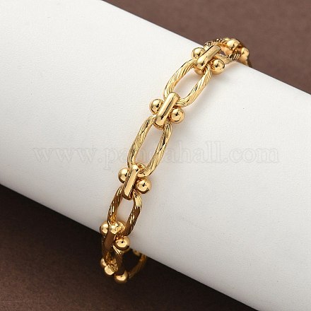 Ионное покрытие (ip) 304 нержавеющая сталь текстурированные овальные звенья цепи браслеты для женщин BJEW-B092-08G-02-1