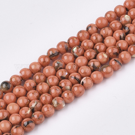 Turquoise synthétique et brins de perles de coquillage G-S212-4mm-12-1