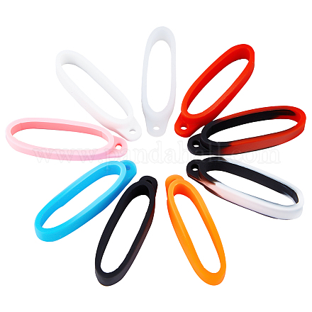 GORGECRAFT 18PCS 9 Colors Anti-Lost Silicone Rubber Rings Holder Multipurpose Adjustable Cases Necklace Lanyard Replacement Pendant Carrying Kit for Pens Diameter 40mm/1.57 inch SIL-GF0001-21-1