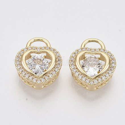 Brass Micro Pave Clear Cubic Zirconia Charms ZIRC-T011-14G-NF-1