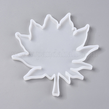 Moldes de silicona de almohadilla de taza de hoja de arce diy tema otoño X-DIY-TAC0007-20-1