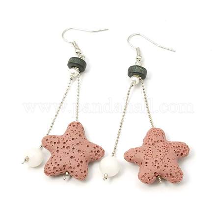 Lava Rock Beads Earring Hooks EJEW-D102-1-1