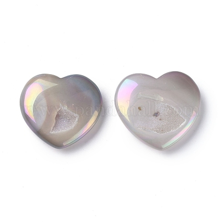 Electroplated Natural Agate Home Heart Love Stones G-Z011-A01-1