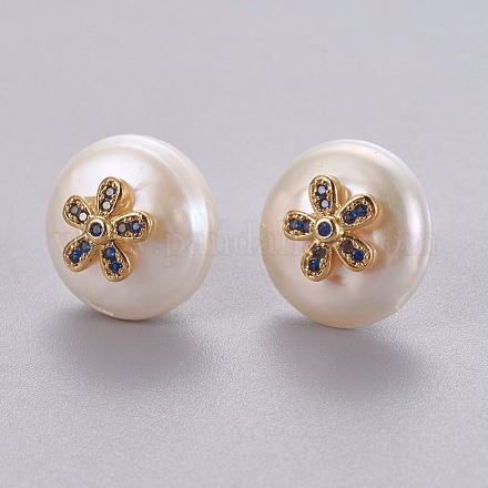 Aretes de perlas naturales EJEW-L231-10G-1