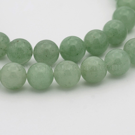 Aventurina verde natural hebras de perlas redondo G-P070-37-6mm-1