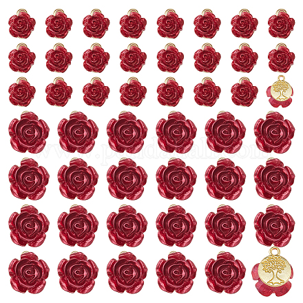 48 шт. 2-х стилевые подвески-розы из непрозрачной смолы FIND-DC0007-83-1
