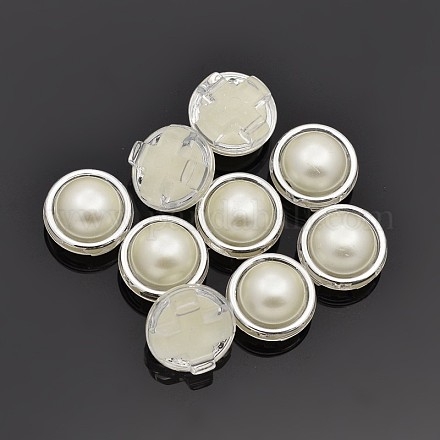 Sew on Taiwan Acrylic Imitation Pearl Silver Plated SA08-9-ACS-J2-1
