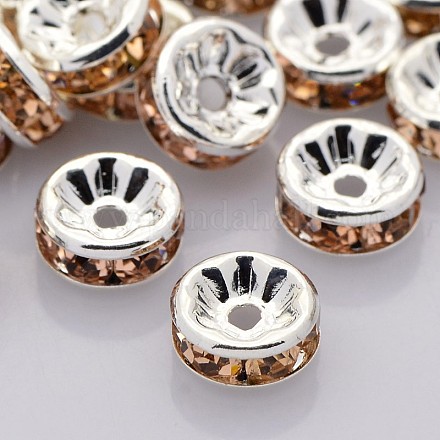 Rondelle Silver Brass Grade A Rhinestone Spacer Beads RB-F016-20S-NF-1