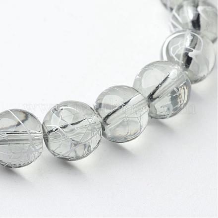 Ziehbank transparente Glas runde Perlen Stränge X-GLAD-Q012-8mm-09-1