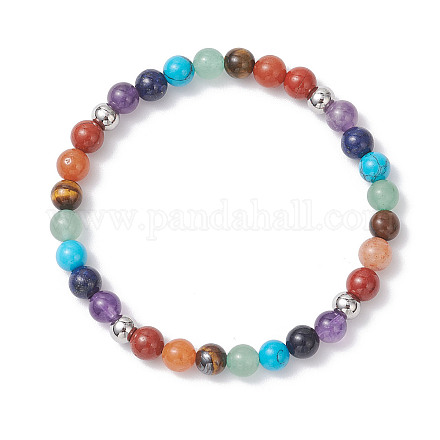 Браслеты из натуральных смешанных драгоценных камней с чакрами для женщин BJEW-JB12607-01-1