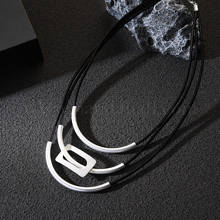 Прямоугольные ожерелья из сплава с вощеным шнуром FS-WG3B07B-02-1