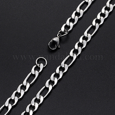 Мужские ожерелья-цепочки Фигаро из нержавеющей стали 304 NJEW-T012-02-51-S-1