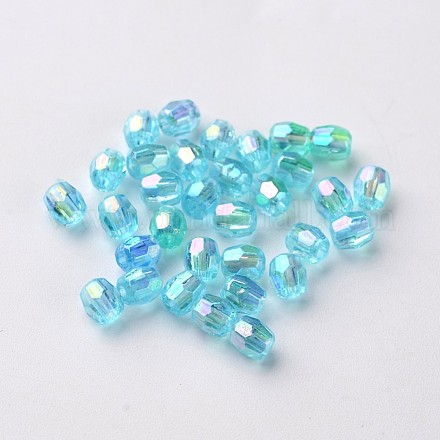 AB Color Plated Eco-Friendly Transparent Acrylic Barrel Beads TACR-L002-4mm-25-1