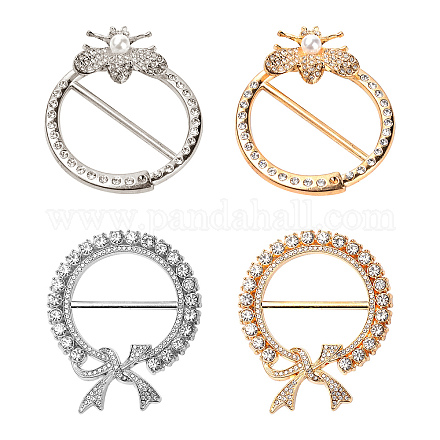 Gorgecraft 4Pcs Flat Round with Bowknot/Bee Alloy Buckles DIY-GF0003-81-1