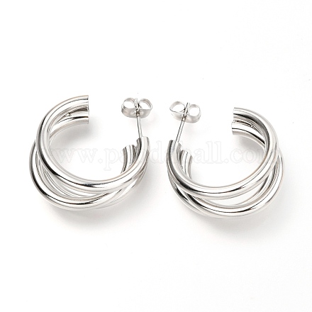 304 Stainless Steel Half Hoop Earrings X-EJEW-C501-18P-1