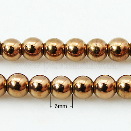 Chapelets de perles en hématite synthétique sans magnétiques X-G-G091-6mm-1