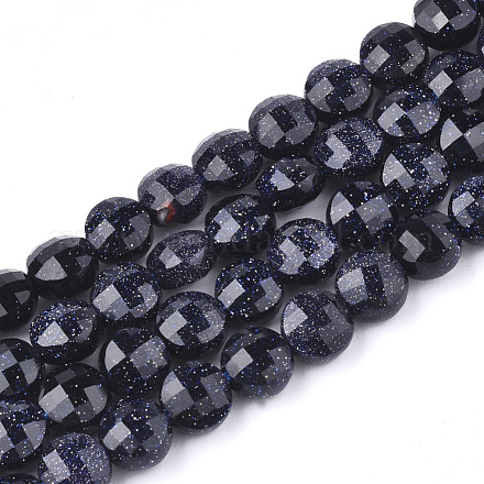 Chapelets de perles en pierre d'or bleue synthétique G-T108-03-1