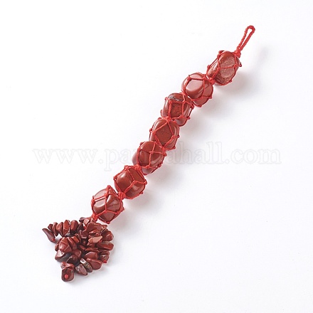 Decoraciones colgantes de coche de jaspe rojo natural HJEW-O002-01-1