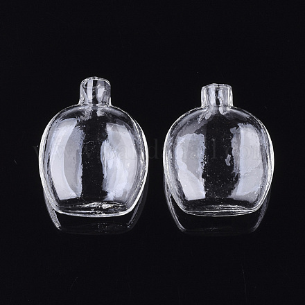 手作り吹きガラス瓶  ガラスバイアルペンダント作り用  ボトル  透明  35~36x28x14~14.5mm  半分穴：5~7mm  ボトル容量: 4. 5ml(0.15 fl. oz) X-BLOW-T001-19-1