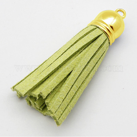 Golden Brass Suede Tassels for Cell Phone Straps Making FIND-H004-1G-1