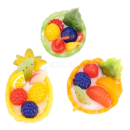 Olycraft 3pcs 3 mini fruits en pvc style avec yaourt DJEW-OC0001-16-1