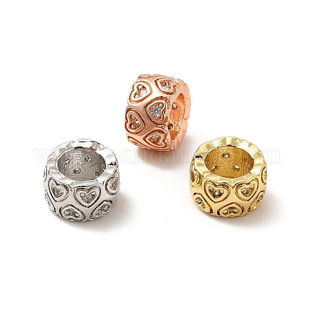 Perline europee di micro pavé di zirconi cubici in ottone placcato a cremagliera KK-C010-13-1