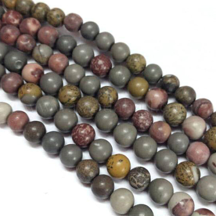 Natural Dendritic Jasper Beads Strands X-G-H1632-6MM-1