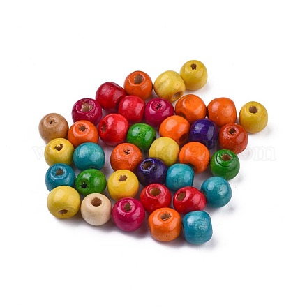 Perles en bois naturel teint WOOD-Q006-10mm-M-LF-1