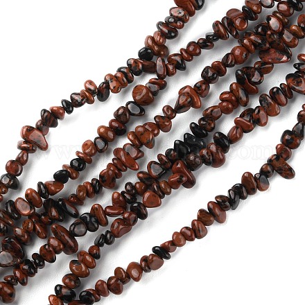 Chapelets de perles en obsidienne d'acajou naturel G-G0003-B31-1