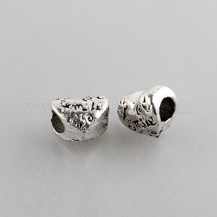 Antique Silver Zinc Alloy Word Smile Heart Finding Beads PALLOY-L125-08-1