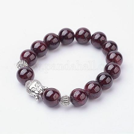 Natural Garnet Beads Stretch Bracelets BJEW-JB02979-05-1