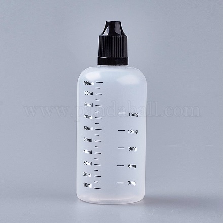 プラスチックスクイズボトル  段階的な測定と長く薄いティアドロップ付き  スモークオイルボトル  透明  11.2cm 容量：100ml（3.38液量オンス） TOOL-WH0090-01C-1