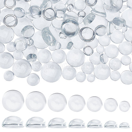PH PandaHall 150pcs Transparent Glass Cabochons 7 Sizes Glass Dome Cabochons Clear Glass Pebbles Non-calibrated Round for Necklace Bracelets Jewelry Cameo Pendants Bookmarks GLAA-PH0002-34-1