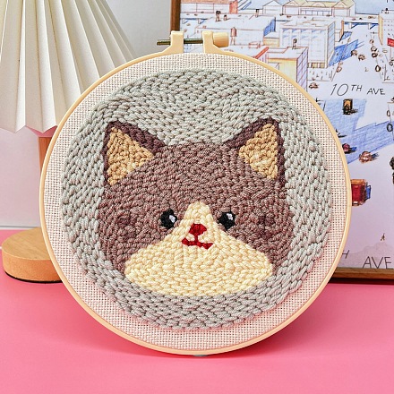 初心者のための DIY パンチ刺繍初心者キット 刺繍布、刺繍枠、糸を含む パンチ針ペン 命令 猫の形 200mmの通販 -  PandaHall（パンダホール）