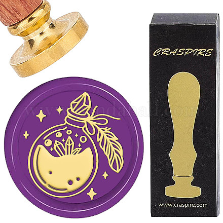 CRASPIRE Wax Seal Stamp Magic Potion with Crystal 25mm Sealing Wax Stamps Star Retro Rosewood Handle Removable Brass Head for Wedding Invitations Envelopes Halloween Christmas Thanksgiving Gift AJEW-WH0412-0057-1