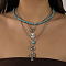 4Pcs Cactus Cowboy Hat Alloy & Synthetic Turquoise Pendant Multi layered Necklaces, Platinum, 14.96 inch(38cm)