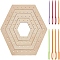 Wood Crochet Blocking Board, with Iron Knitting Loom Hook, Plastic Sewing Needles, Hexagon, 6.9~15.6x8~17.9x0.3cm, 4pcs/set