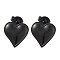 304 Stainless Steel Stud Earrings, Heart, Black, 13.5x13mm