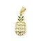 Brass Micro Pave Cubic Zirconia Pendants, Cadmium Free & Lead Free, Real 18K Gold Plated, Pineapple, 23x10x4mm, Hole: 5mm